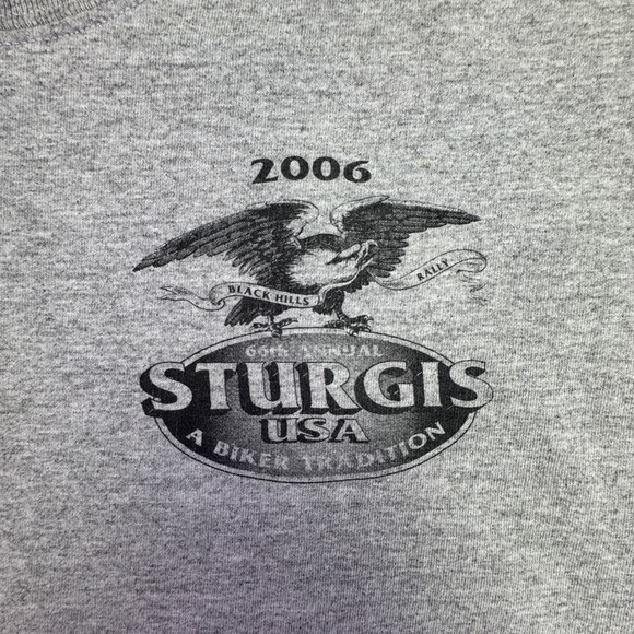 2006 Sturgis Rally Black Hills USA Biker Tradition Eagle TShirt Men's Large Grey - Picture 5 of 7